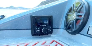 PMX-1R Marine Remote installed in the side of a boat